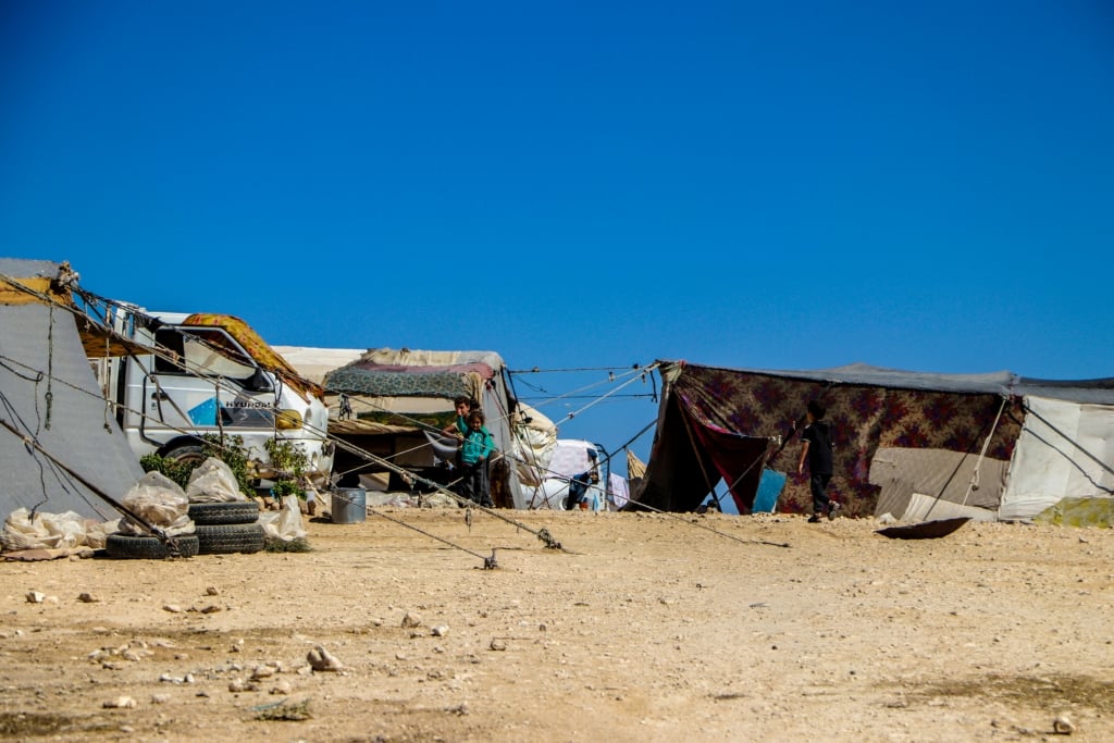 Stock image of refugee camp